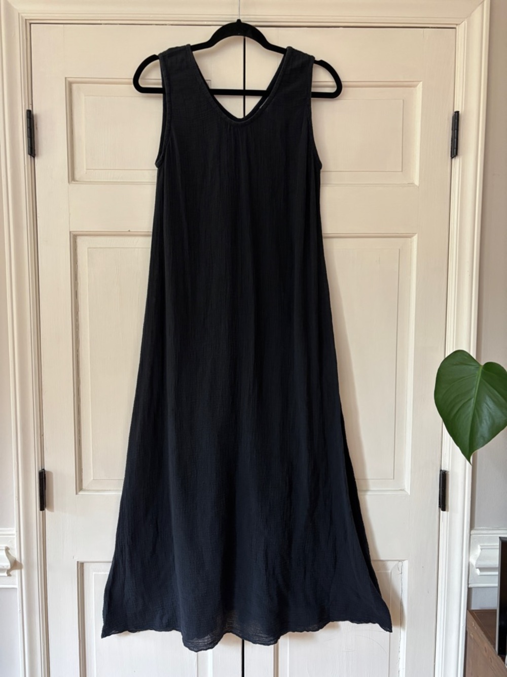 Color Me Cotton‎ CMC Black Gauze Maxi Dress Size Small Made in USA 100% Cotton